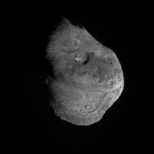 A close-up view of Comet Tempel 1 from the Deep Impact probe.