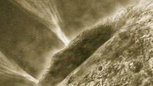 La ilustración muestra “chorros” de gas saltando al espacio desde la helada superficie de un cometa